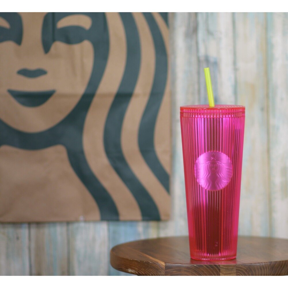Starbucks Iridescent Neon Magenta Pleated Venti 24oz Cold Cup